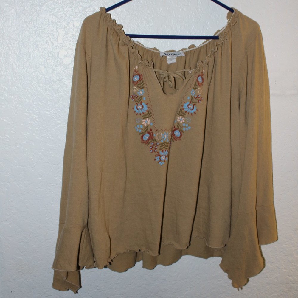 Vintage Y2K Boho Peasant Top